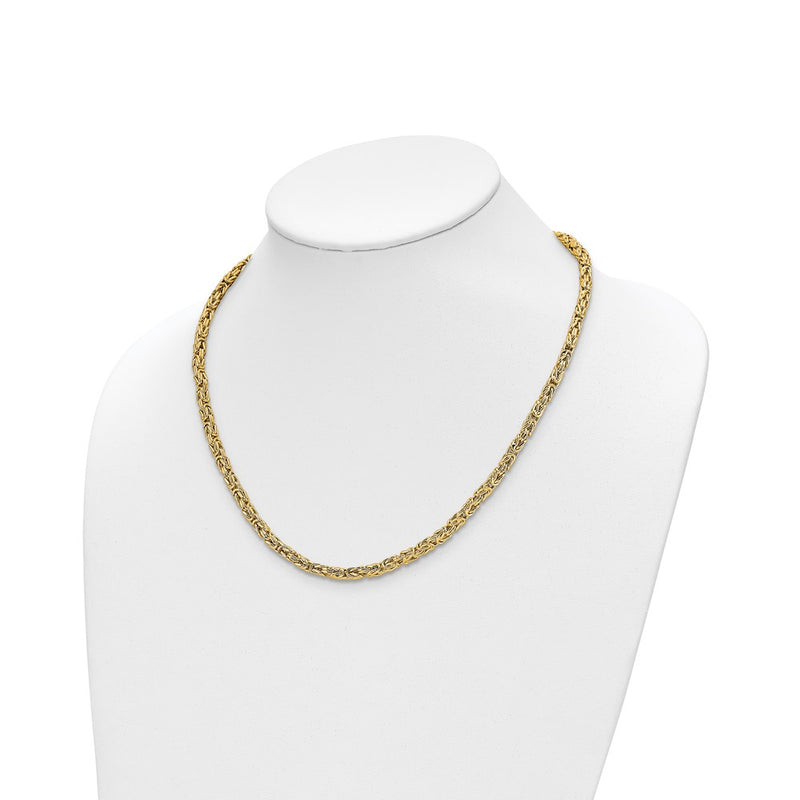 14K Yellow Gold Polished Byzantine Link Chain Necklace