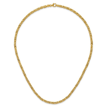 14K Yellow Gold Polished Byzantine Link Chain Necklace