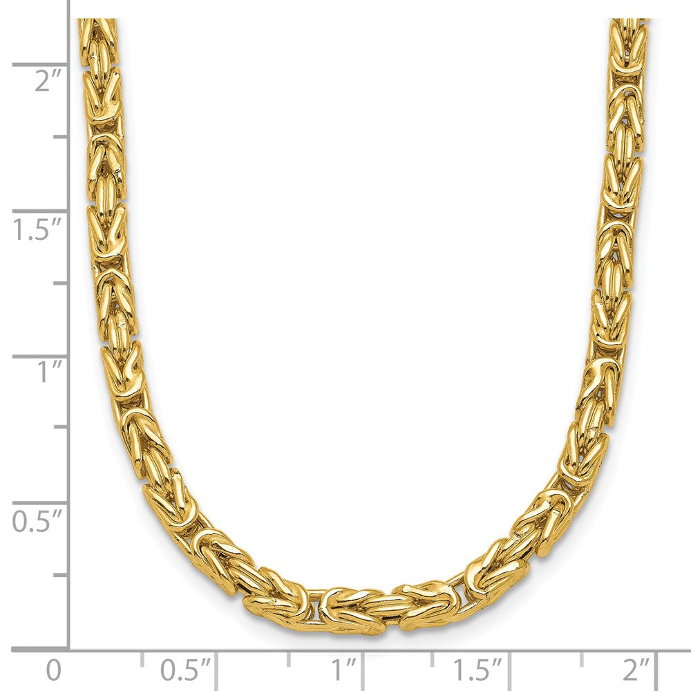 14K Yellow Gold Polished Byzantine Link Chain Necklace