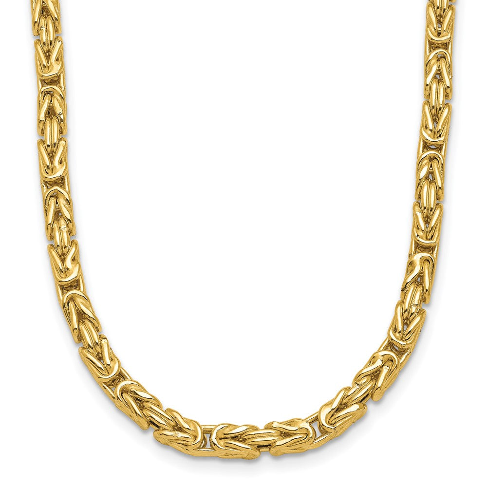 14K Yellow Gold Polished Byzantine Link Chain Necklace