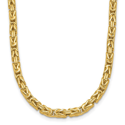 14K Yellow Gold Polished Byzantine Link Chain Necklace