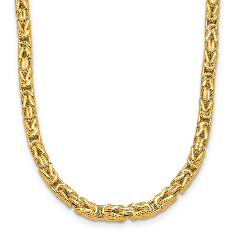 14K Yellow Gold Polished Byzantine Link Chain Necklace
