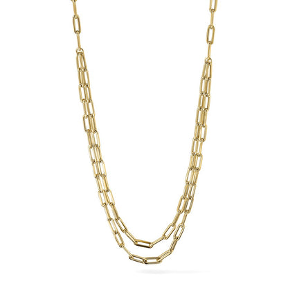 14K Yellow Gold Polished Double Layer Link Necklace