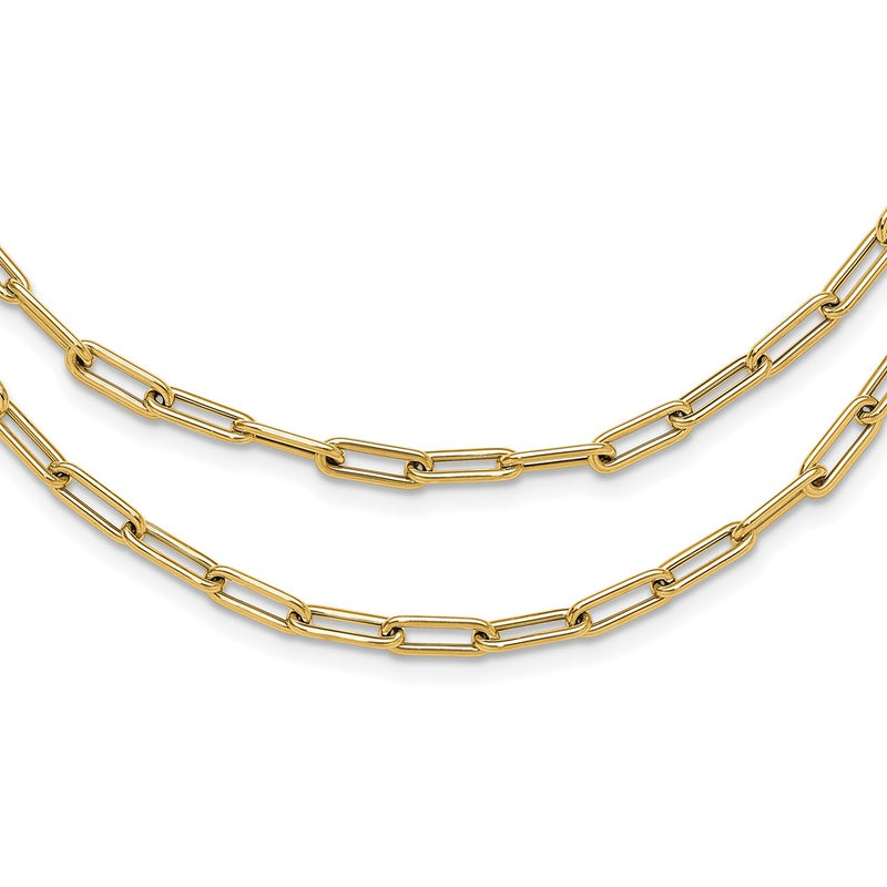 14K Yellow Gold Polished Double Layer Link Necklace