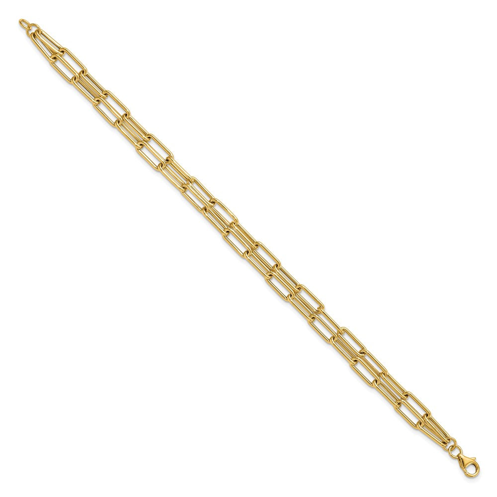 14K Yellow Gold Polished Double Layer Link Bracelet