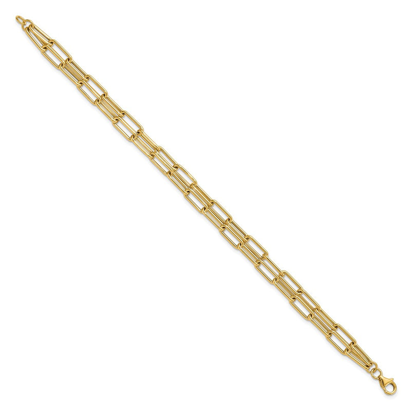 14K Yellow Gold Polished Double Layer Link Bracelet