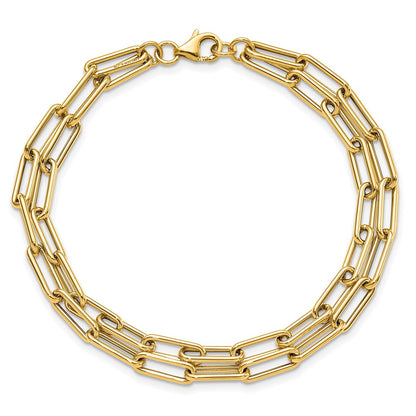 14K Yellow Gold Polished Double Layer Link Bracelet