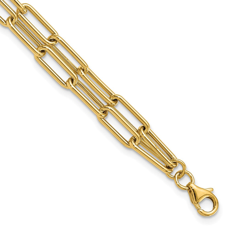 14K Yellow Gold Polished Double Layer Link Bracelet