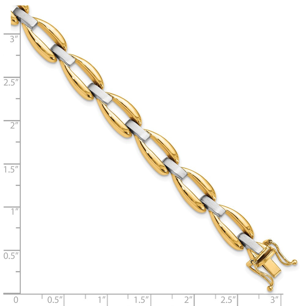 14K Two Tone Polished And Brushed Fancy Link Bracelet