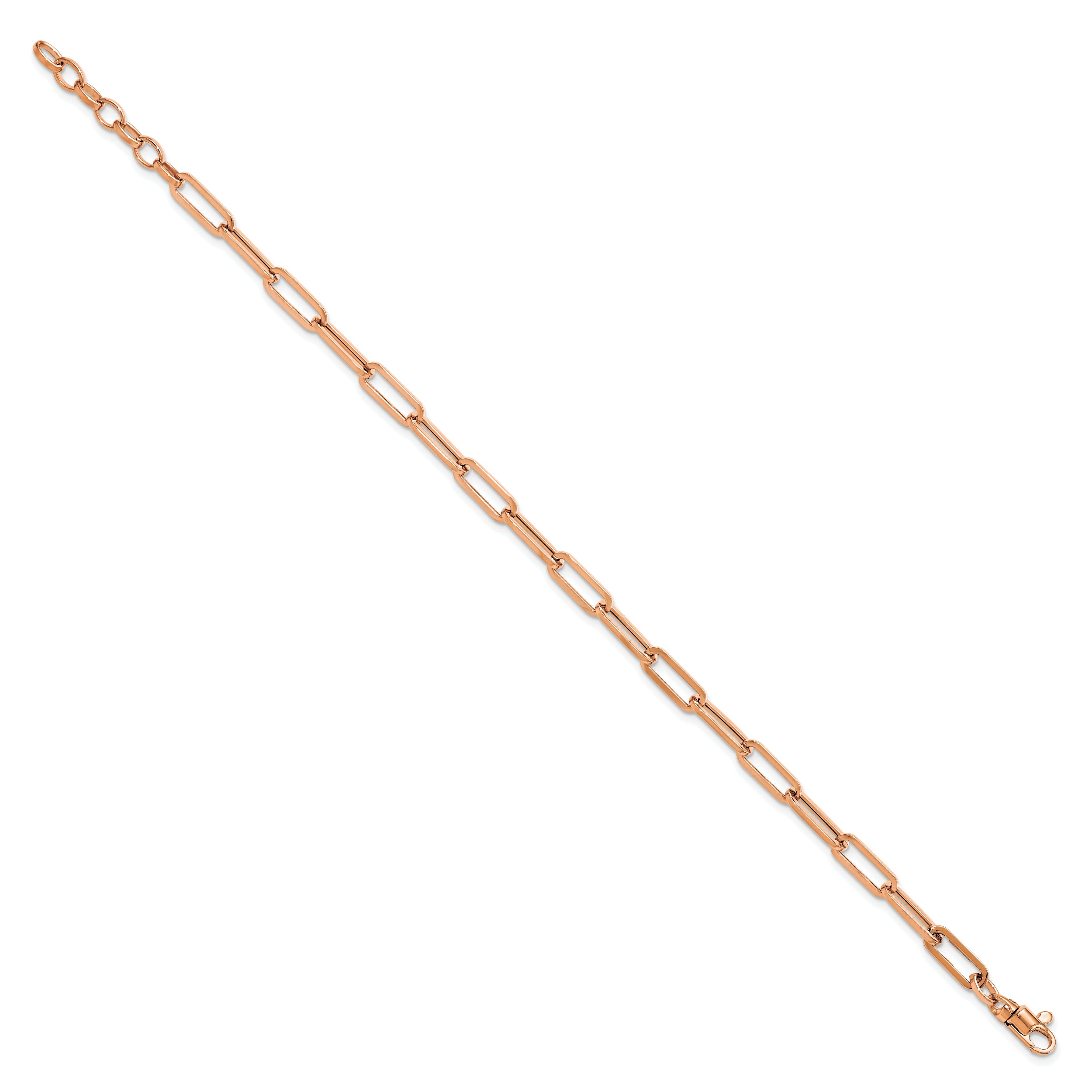 14K Rose Gold Polished Fancy Link With 1In Ext Bracelet