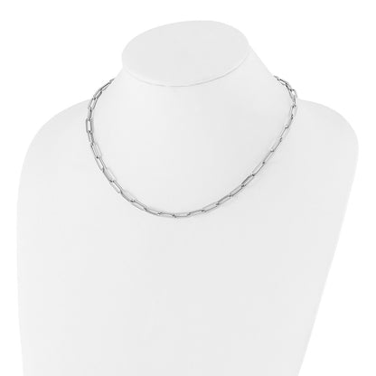 14K White Gold Polished Fancy Link Chain Necklace