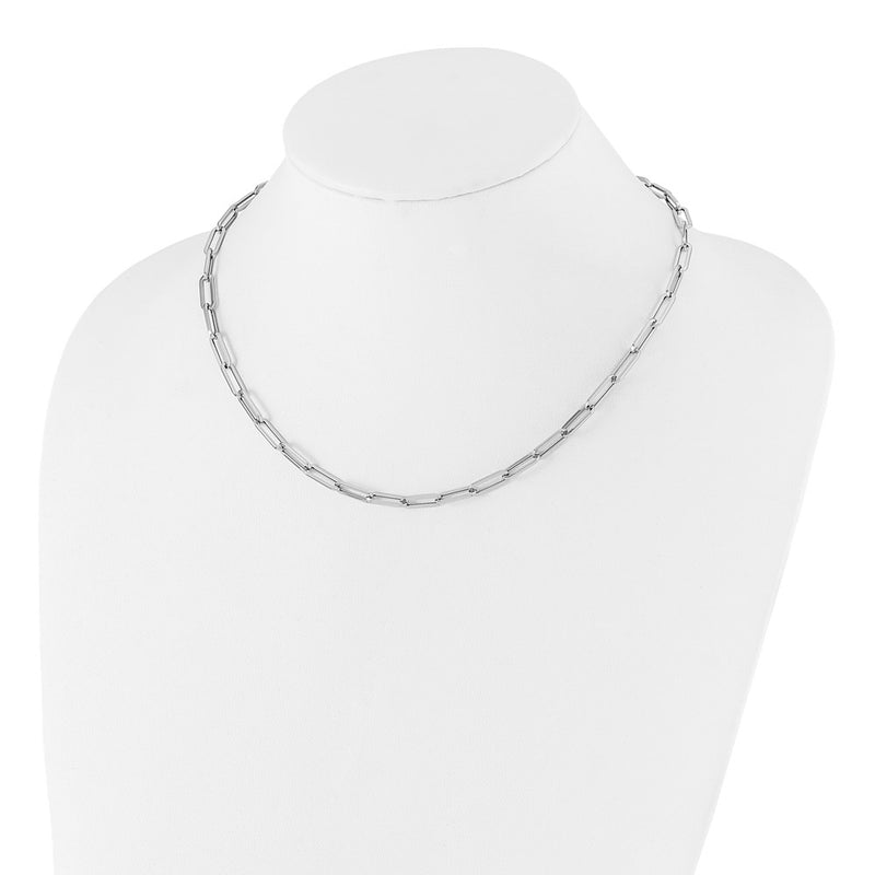 14K White Gold Polished Fancy Link Chain Necklace