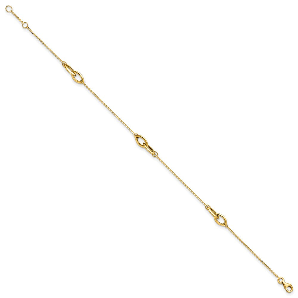 14K Yellow Gold Polished W/ .5in Ext. Anklet