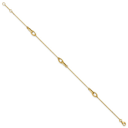 14K Yellow Gold Polished W/ .5in Ext. Anklet