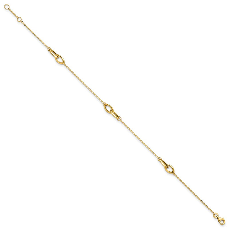 14K Yellow Gold Polished W/ .5in Ext. Anklet