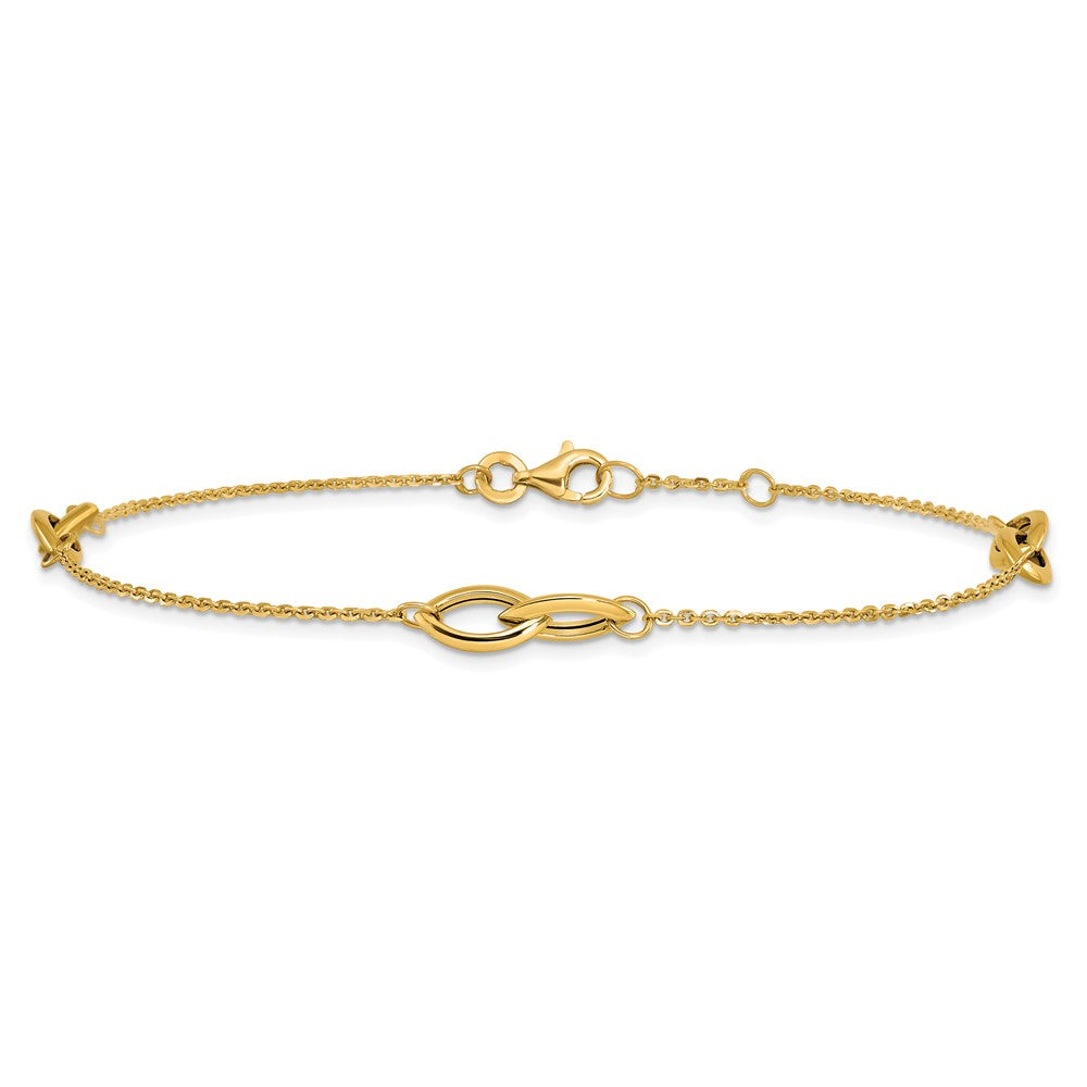 14K Yellow Gold Polished W/ .5in Ext. Anklet
