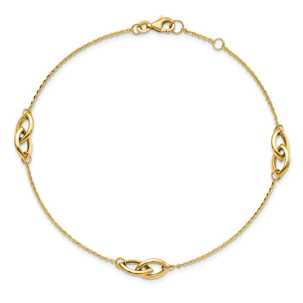 14K Yellow Gold Polished W/ .5in Ext. Anklet