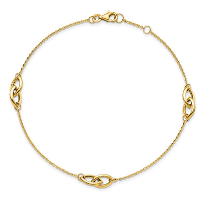 14K Yellow Gold Polished W/ .5in Ext. Anklet
