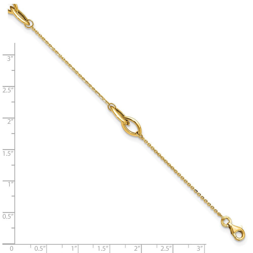 14K Yellow Gold Polished W/ .5in Ext. Anklet
