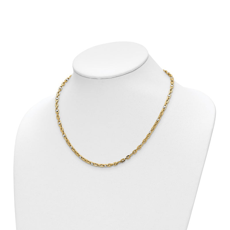 14K Two Tone Polished Link Chain Necklace
