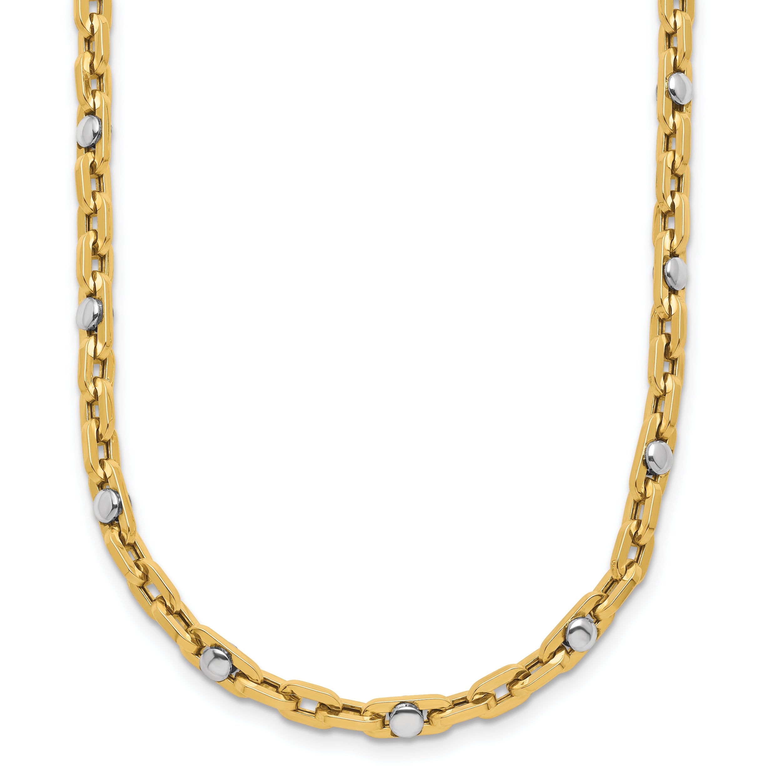 14K Two Tone Polished Link Necklace