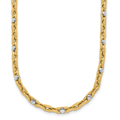 14K Two Tone Polished Link Necklace