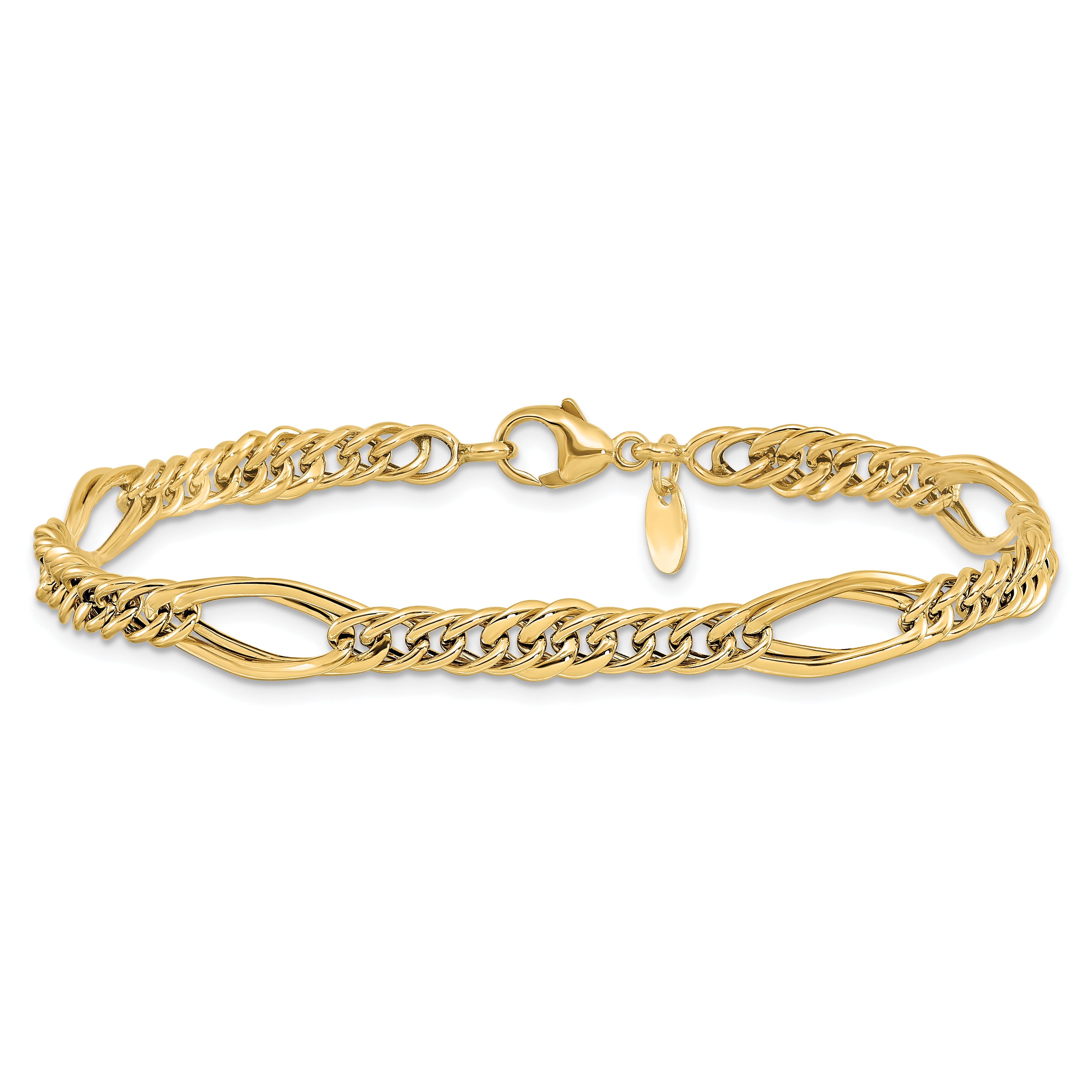 14K Yellow Gold Polished Fancy Link Bracelet