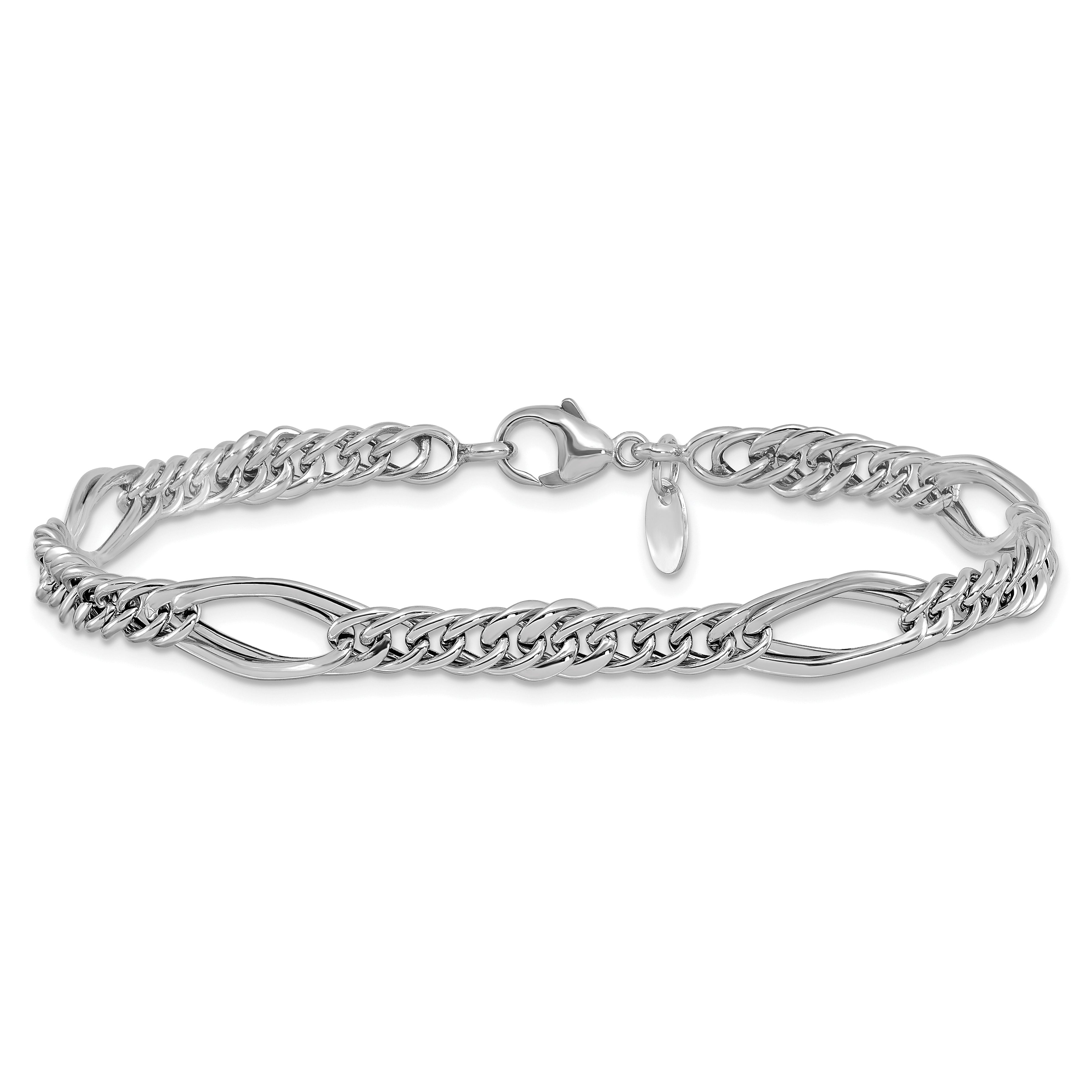 14K White Gold Polished Fancy Link Bracelet