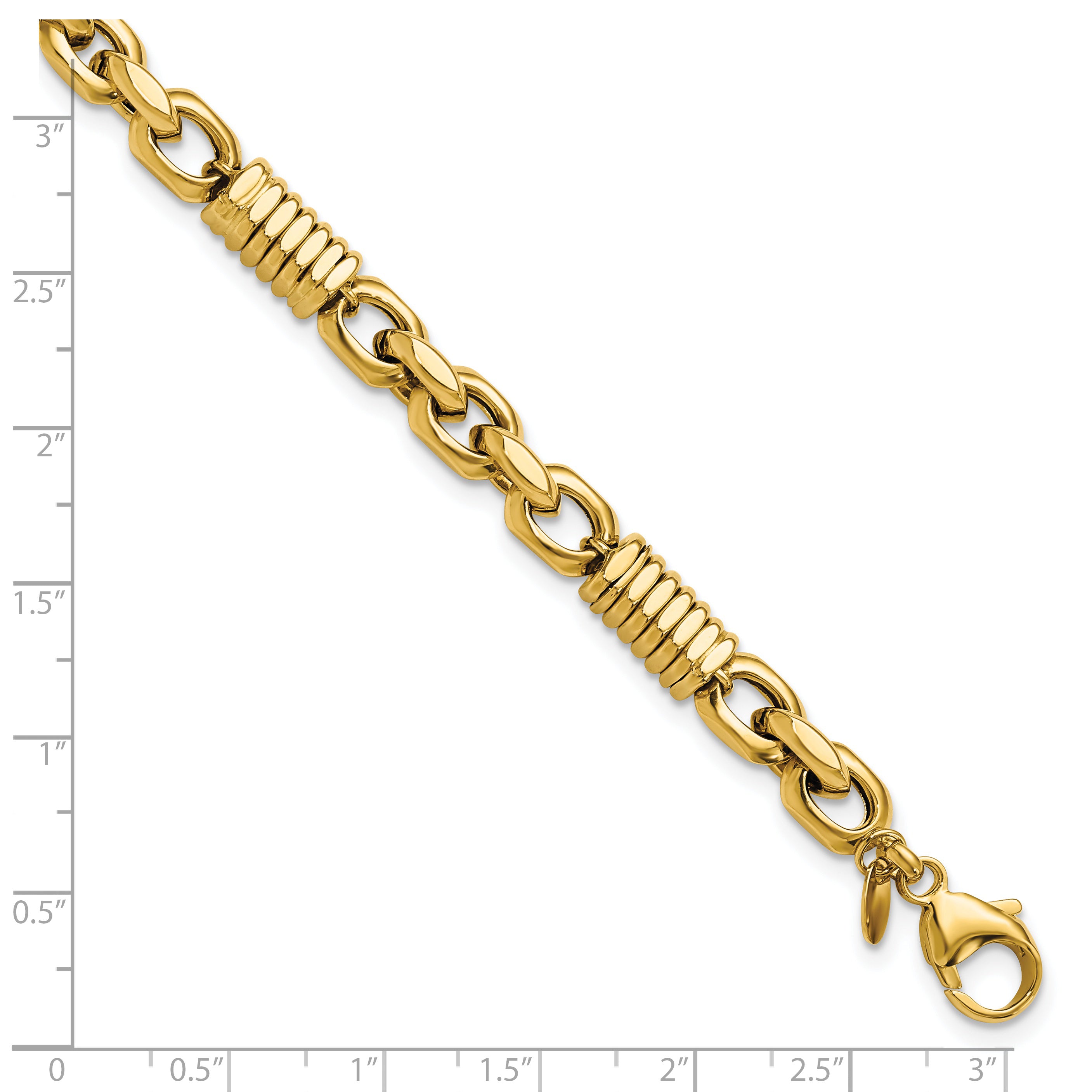 14K Yellow Gold Men'S Polished Fancy Link Bracelet