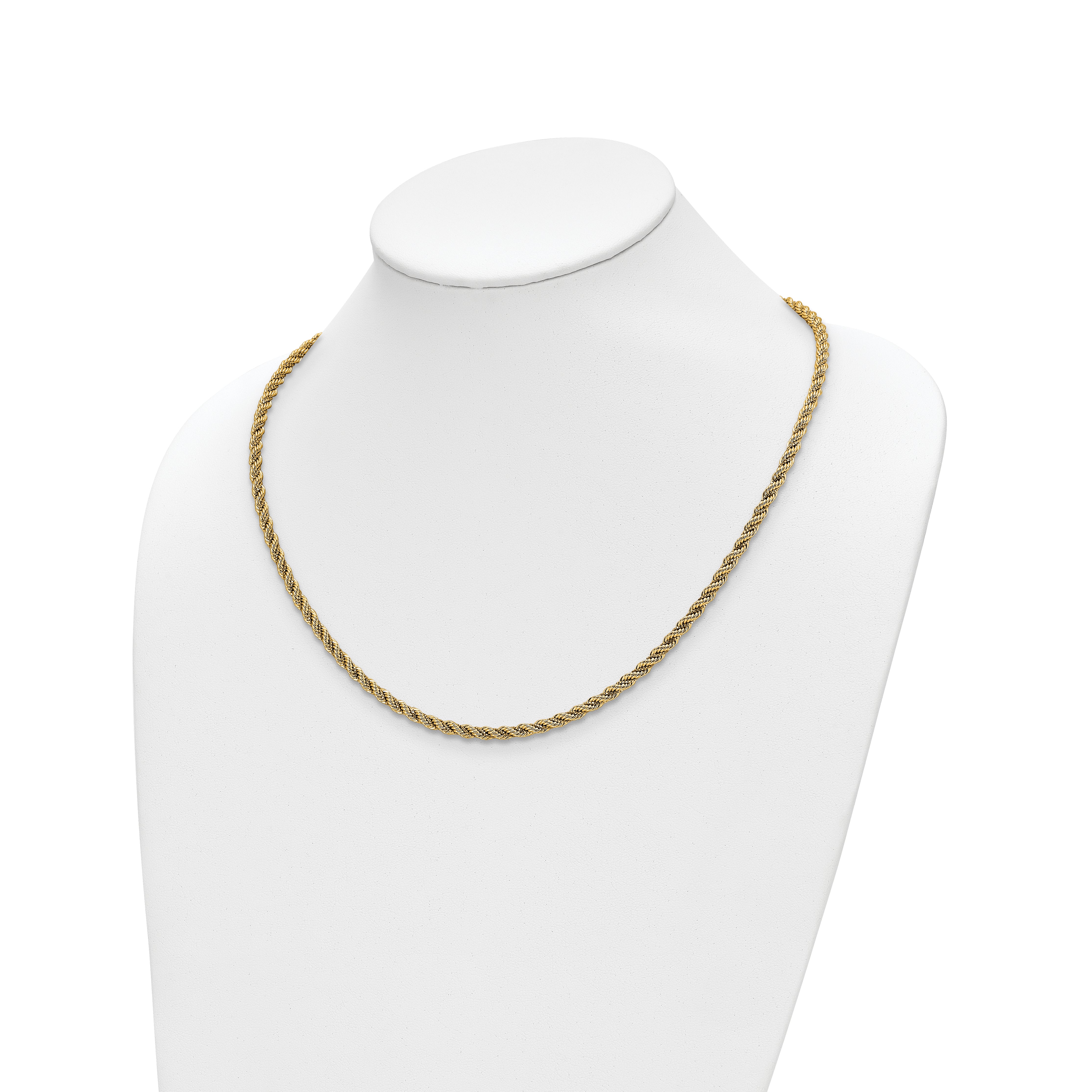14K Two Tone Polished Textured Rope Necklace