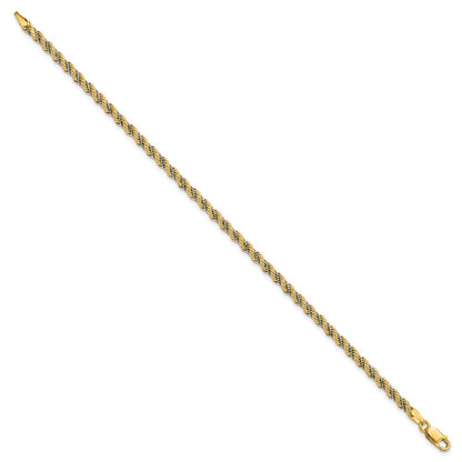 14K Two Tone Polished Textured Rope Bracelet