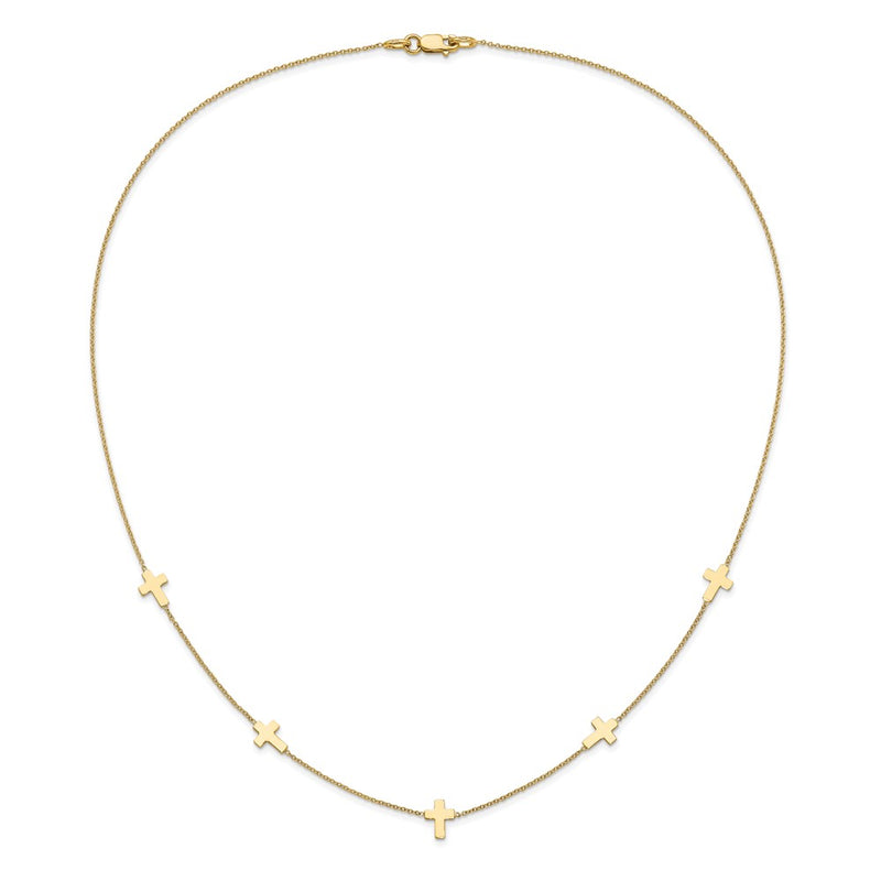 14K Yellow Gold Polished Cross Necklace