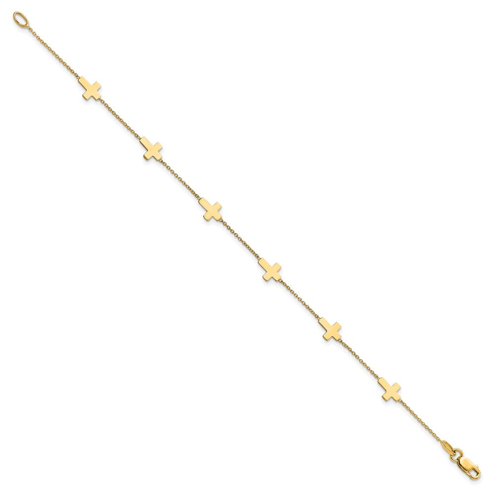 14K Yellow Gold Polished Cross Bracelet