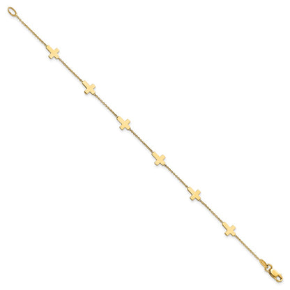 14K Yellow Gold Polished Cross Bracelet
