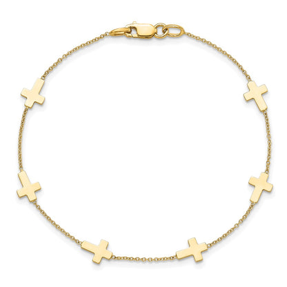 14K Yellow Gold Polished Cross Bracelet