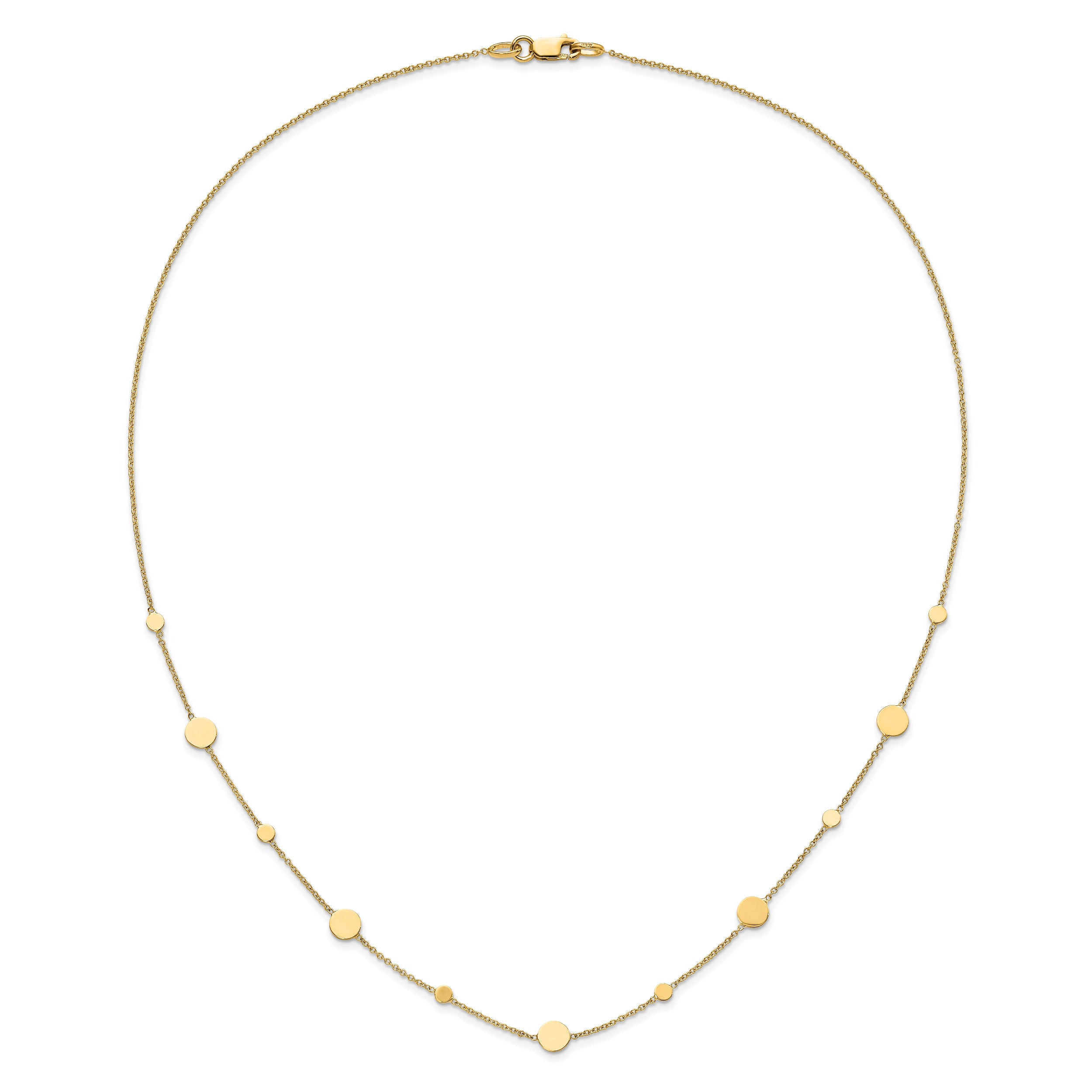 14K Yellow Gold Polished Disc Necklace