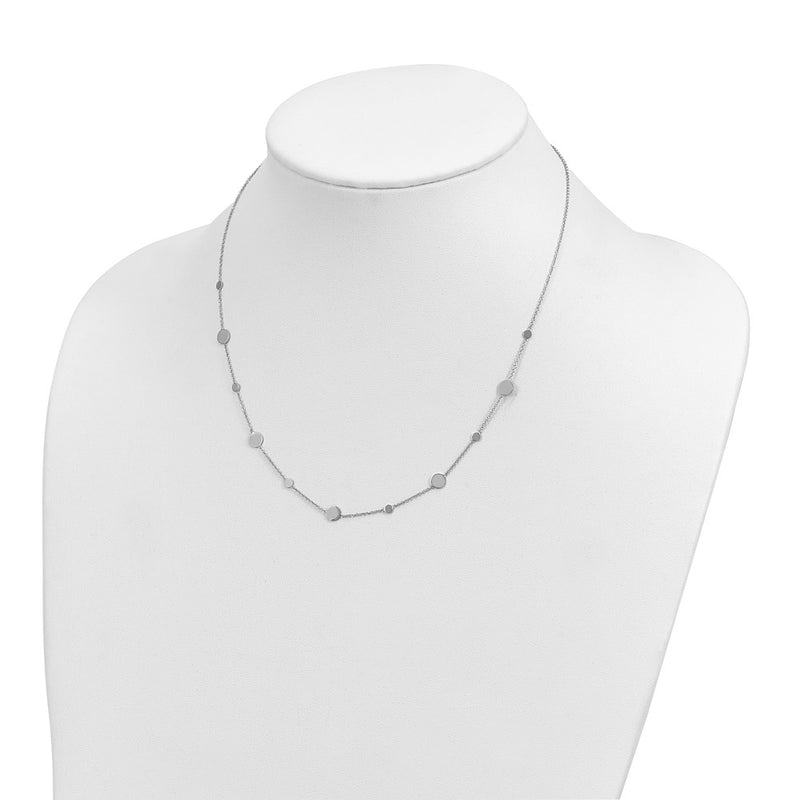 14K White Gold Polished Disc Necklace