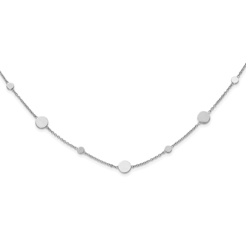 14K White Gold Polished Disc Necklace