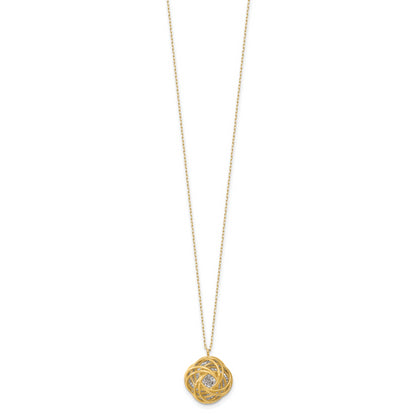 14K Two Tone Polished D/C Love Knot Necklace