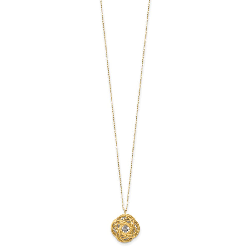 14K Two Tone Polished D/C Love Knot Necklace