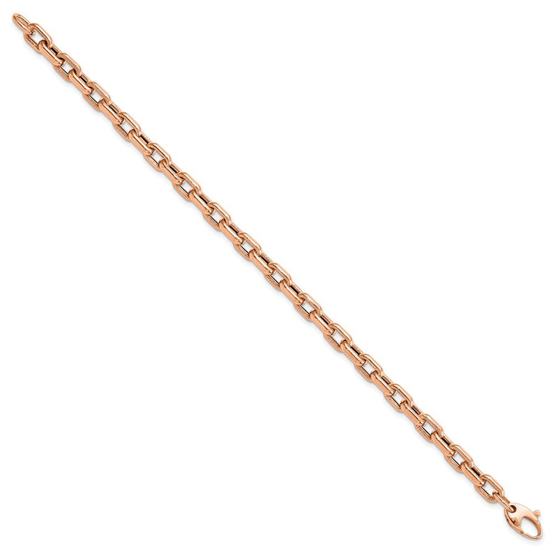 14K Rose Gold Polished And Textured Fancy Link Bracelet