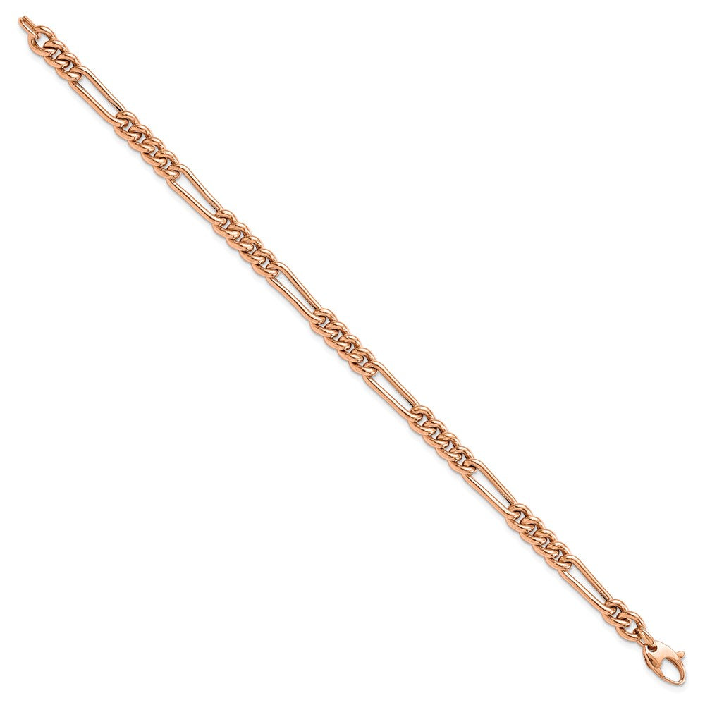 14K Rose Gold Polished Figaro Link Bracelet