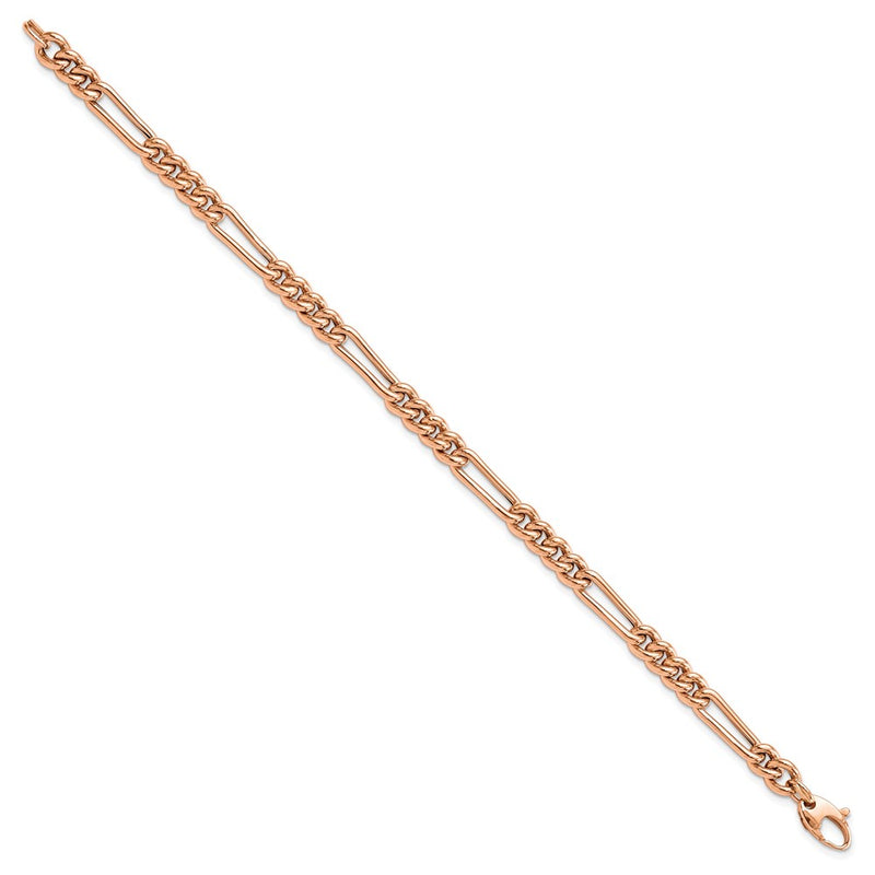 14K Rose Gold Polished Figaro Link Bracelet