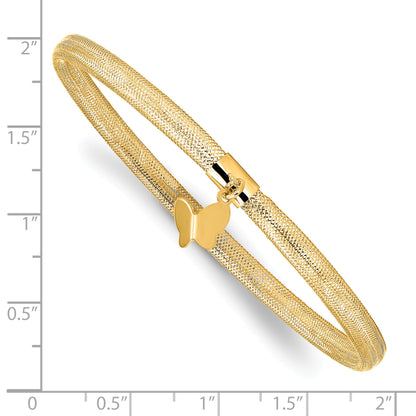 14K Yellow Gold Polished Butterfly Stretch Bracelet
