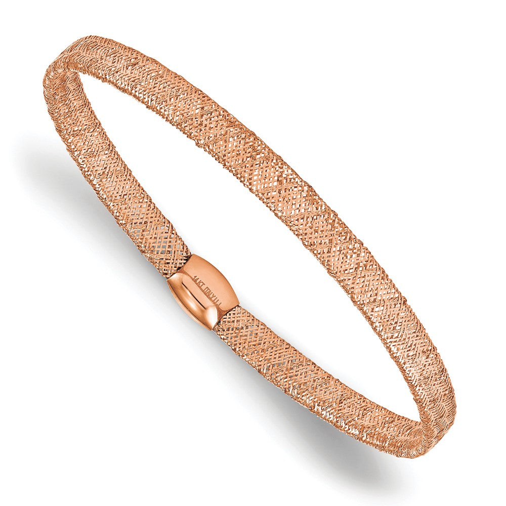 14K Yellow Gold With Rose Plating Stretch Bangle