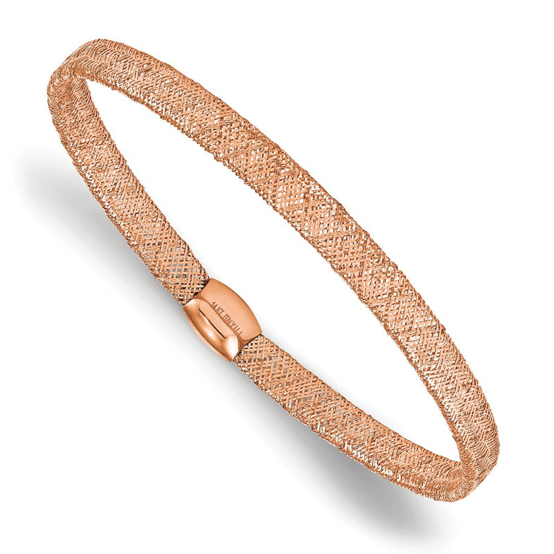 14K Yellow Gold With Rose Plating Stretch Bangle