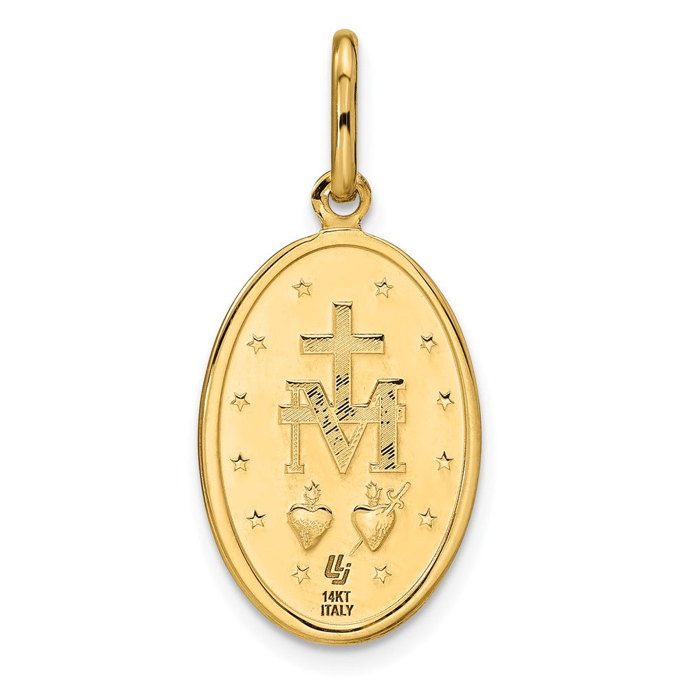 14K Yellow Gold Polished And Matte Oval Miraculous Medal