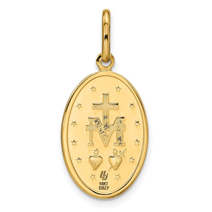 14K Yellow Gold Polished And Matte Oval Miraculous Medal