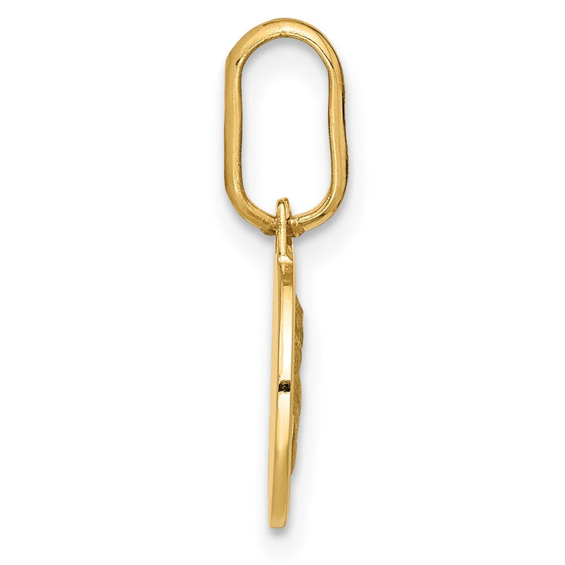 14K Yellow Gold Polished And Matte Angel Pendant