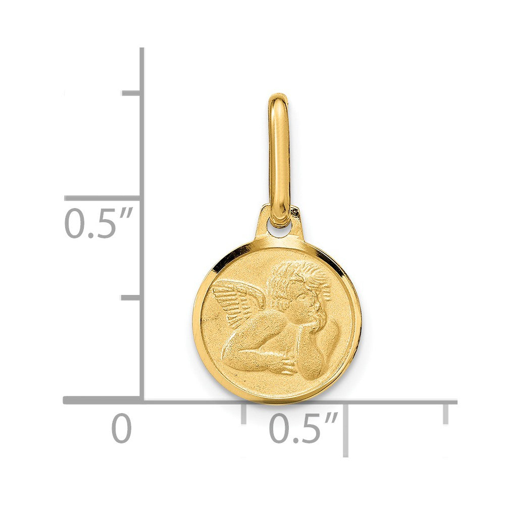 14K Yellow Gold Polished And Matte Angel Pendant